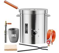 VEVOR Kit di Forno Fusorio a Gas Propano Capienza 8kg Temperatura Massima 1370℃ Corpo di Forno in Acciaio Inox per Metalli Fabbri Raffinerie, Kit di Forno di Fusione con Bruciatore a Propano