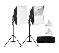 VEVOR Kit di Illuminazione Softbox, Softbox Professionale con Lampadine LED 30 W, Temperatura Colore Regolabile 5500 K, Treppiede, Luci per Fotografia Registrazione Streaming Live 600 x 600 mm
