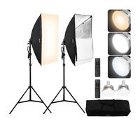 VEVOR Kit di Illuminazione Softbox, Softbox Professionale con Lampadine LED 45 W 3000-6500 K, Luce Naturale, Treppiede Regolabile, Luci per Fotografia, Registrazione Video, Streaming Live 500 x 700 mm