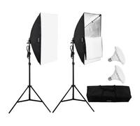 VEVOR Kit di Illuminazione Softbox, Softbox Professionale con Lampadine LED da 30 W 5500 K, Luce Naturale, Treppiede Regolabile, Luci per Fotografia, Registrazione Video, Streaming Live 500 x 700 mm
