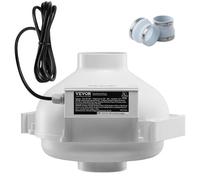VEVOR Kit di Installazione Ventola Radon da 98 a 114 mm Kit di Mitigazione del Radon Silenzioso da 190 CFM con 2 Giunti, Ventola per Radon Impermeabile, Ventola di Scarico per Condotto in Linea, 51 W