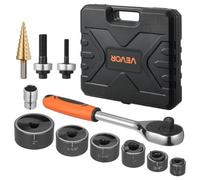 VEVOR Kit di Perforazione Manuale, Set di Punzoni per Espulsione a Cricchetto SLUG-Buster da 1,27 a 5,08 cm, con Chiave a Cricchetto 6 Dimensioni di Matrice, in Acciaio 40Cr Ko per Alluminio