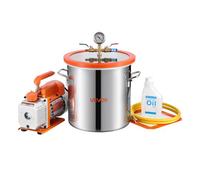 VEVOR Kit di Pompa per Vuoto con Camera a Vuoto da 11,36 L Pompa 3,5 CFM 99 L/min Monostadio, Kit Camera di Degasaggio in Acciaio Inox, Coperchio in Vetro Temperato, Tubo da 1,5 m