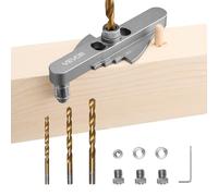 VEVOR Kit di Punte per Tasselli, Lega di Alluminio, Dima per Guida di Foratura, con Set di Punte da Trapano da 6,4 mm 7,9 mm 9,5 mm e Set di Collare di Arresto per Punte da Trapano