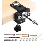 VEVOR Kit di Punte per Tasselli, Lega di Alluminio, Dima per Guida di Foratura, per Lavorazione del Legno con Punte da Trapano di 3 Dimensioni 6,4 mm 7,9 mm 15 mm per Lavorazione del Legno