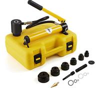 VEVOR Kit di Punzonatrice Idraulica per Perforazione con 6 Dadi Pressione Massima da 10 Tonnellate, Kit di Utensili per Perforazione Idraulica in Acciaio Misura di Dadi 1,27cm-5,08cm con Tubo da 75cm