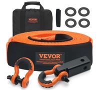 VEVOR Kit di Recupero Cinghia da Traino in Poliestere Resistente, Fune per Verricello da 76,2 mm x 9,1 m, 16329 kg, Tripla Fibbia Rinforzata, Cinghia a Strappo, Ricevitore con Gancio a Grillo 50 mm
