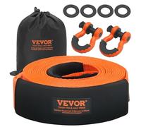 VEVOR Kit di Recupero Cinghia da Traino in Poliestere Resistente, Fune per Verricello da 85,1 mm x 9,1 m 16329 kg Tripla Fibbia Rinforzata, Ricevitore con Gancio a Grillo, Cinghia Camion Jeep SUV