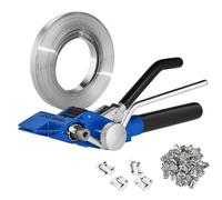 VEVOR Kit di reggiatura con strumento tenditore, lunghezza 100 piedi Reggia in acciaio inossidabile 304, 100 sigilli metallici, Kit di reggiatura per imballaggio per pallet, Reggiatura per imballaggio