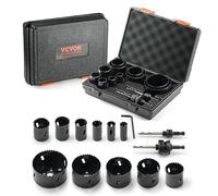 VEVOR Kit di Seghe a Tazza Strumenti in Valigetta 11 Pezzi, Set di Seghe a Tazza Bimetallica M42 con Valigetta Portatile Dimensioni per Uso Generale da 3/4" a 3", Set di Frese a Tazza per Legno Ferro