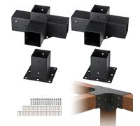 VEVOR Kit di Staffe per Pergolato, ca. 152 x 152 mm Adatto per Interna 92 x 92 mm, 2 Pezzi Staffe Angolari a 4 Vie, Kit Base per Pali in Legno, per Gazebo, Pergolati da Giardino, Baita in Tronchi