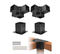 VEVOR Kit Staffe per Pergola 10x10 cm Supporto per Pali in Legno da Carpenteria 2 Staffe Angolari a 4 Vie 2 Basi per Travi Fai da Te per Gazebo, Pergolati da Patio, Cabine, Kit Staffe per Pergola 4 pz