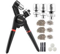 VEVOR Kit di Strumenti per Occhielli, 900 Pezzi, Occhielli in Metallo da 8/10/12 mm Diverse Dimensioni, con Pinza Manuale per Occhielli, Perforatore e Blocco, per Teloni in Pelle, Scarpe, Cinture