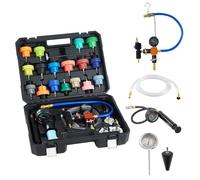 VEVOR Kit di Tester Manometri per Refrigerante da 47 Pezzi con 3 Adattatori in Metallo, Kit Universale per Prova di Pressione del Radiatore per Autoveicoli, con Pompa di Pressione Riempitivo