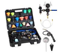 VEVOR Kit di Tester Manometri per Sistema di Raffreddamento da 47 Pezzi, Kit per Prova di Pressione del Radiatore con 3 Adattatori in Metallo, Misura Universale, Strumento di Prova per Autoveicoli