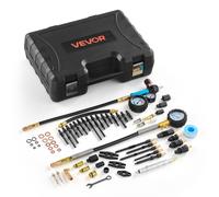 VEVOR Tester di Motore a Compressione, Kit Manometro di Compressione Intervallo 0-48,3 Bar con Manometro di Tenuta 0-6,9 Bar per Controllo di Pressione Perdite Auto Moto con 4 Adattatori Custodia