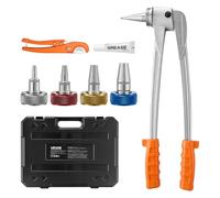 VEVOR Kit di Utensili per Espansione Tubi PEX, Kit di Strumenti per Svasatura Tubi PEX da 9,52 mm, 12,7 mm, 19 mm, 25,4 mm, con 4 Testine di Espansione, Tagliatubi e Cassetta Attrezzi per Trasporto