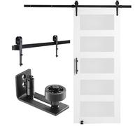 VEVOR Kit Ferramenta per Porta della Stalla 762 x 2133,6 mm Set Porta della Stalla Silenziosa, Cancello Scorrevole in Legno Vetro, Guida a Pavimento 8 in 1, Maniglia della Porta, Vetro Smerigliato