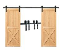 VEVOR Kit Ferramenta per Porta Scorrevole, 244 cm Binario per Porta Scorrevole della Stalla, Carico 150 kg Adatto a Porta Doppia Larghezza 1,12-1,32 m Spessore 32-45 mm con Puleggia Silenziosa Forma J
