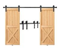 VEVOR Kit Ferramenta per Porta Scorrevole della Stalla, 244 cm Binario per Porta Scorrevole Adatto a Porta Doppia Larghezza 1,12-1,32 m Spessore 32-45 mm Carico 150 kg con Puleggia Silenziosa Forma I