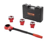 VEVOR Kit infila tubo a cricchetto, 1/2" NPT, 3/4" NPT, infila tubo manuale NPT da 1", set di utensili per filettatura tubi portatile con 3 stampi NPT, custodia per tubi in alluminio zincato, ferro e