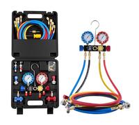 VEVOR Kit Manometro Ricarica del Refrigerante per Aria Condizionata Auto con Custodia Portatile, Manometro Indicatore a 4 Vie per Sistema Aria Condizionata per Auto Casa R134a R404A R1234yf R22