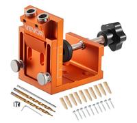 VEVOR Kit Maschera per Fori Ciechi Regolabile da 12 mm a 48 mm, Sistema di Fori Tascabili con Trapano a Gradini, Chiave Esagonale, Anello di Arresto del Trapano, per la Lavorazione del Legno