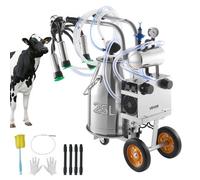 VEVOR Kit Mungitrice per Mucche con Secchio in Acciaio Inox Uso Alimentare Capienza 25 Litri Potenza Nominale 900W con Tettarelle Tubo Flessibile in Silicone, Mungitrice per Mucche Elettrica a Rotelle