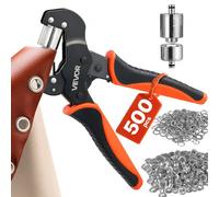 VEVOR Kit Occhiellatrice da 12 mm con 500 Occhielli Argentati e Rondelle, Pinza Manuale Perforatrice e Blocco, per Fai Da Te Stoffe Tessuti Pelle Teloni Scarpe Borse Artigianato e Prodotti Tessili