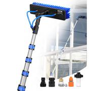 VEVOR Kit Palo Alimentato ad Acqua, Palo per Pulizia dei Pannelli Solari 7,3 m con Manico Estensibile, Testina della Spazzola Girevole a 180° Tubo Flessibile 20 m, per Ponte Pannello Solare Roulotte