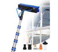 VEVOR Kit Palo Alimentato ad Acqua, Palo per Pulizia dei Pannelli Solari 9 m con Manico Estensibile, Testina della Spazzola Girevole a 180° Tubo Flessibile 20 m, per Ponte Pannello Solare Roulotte