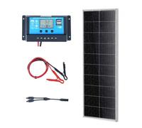 VEVOR Kit Pannello Solare Monocristallino 100 W con Regolatore di Carica, Kit di Pannello Fotovoltaico Monocristallino 12 V Impermeabile IP68 per Casa, Camper, Barca, Off-Grid, Pannelli Fotovoltaici