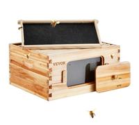 VEVOR Kit per Alveare con Scatola Profonda, Legno di Cedro Naturale Rivestito di Cera d'api, arnia con 10 telai e fondazioni, finestre per api in Acrilico Trasparente