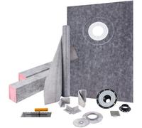 VEVOR Kit per Cordolo Doccia 152,4 x 96,5 cm Sovrapposizione Cordolo Doccia a Tenuta Stagna, con Flangia di Collegamento Sfalsata 10 cm Griglia in Acciaio Inossidabile 10 cm per La Vasca da Bagno