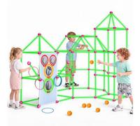 VEVOR Kit per Fortini Fosforescente per Bambini 180 PZ Gioco di Costruzione, per Bambini 4-8+ Anni, con Giunti Migliorati, Lancio di Anelli e Palline, Borsa per il Trasporto, per Interno ed Esterno