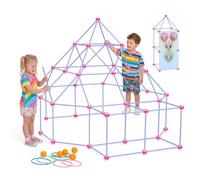 VEVOR Kit per Fortini per Bambini, 140 Pezzi, Gioco Creativo di Costruzione | per Bambini 4-8+ Anni, con Giunti Migliorati, Lancio di Anelli e Palline, Borsa per il Trasporto, per Interno ed Esterno
