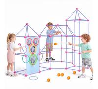 VEVOR Kit per Fortini per Bambini, 180 Pezzi, Gioco Creativo di Costruzione | per Bambini 4-8+ Anni, con Giunti Migliorati, Lancio di Anelli e Palline, Borsa per il Trasporto, per Interno ed Esterno