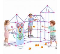 VEVOR Kit per Fortini per Bambini, 180 Pezzi, Gioco Creativo di Costruzione, per Bambini 4-8+ Anni, con Giunti Migliorati, Lancio di Anelli e Palline, Borsa per il Trasporto, per Interno ed Esterno