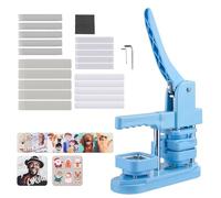 VEVOR Kit per Fustellatrice Manuale di Badge Spillo Bottoni Quadrato 50 x 50 mm, Kit di Punzonatrice Manuale ABS per Badge Spillo Fai-da-Te con Accessori, Blu