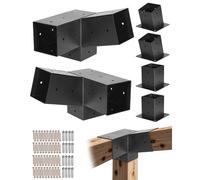VEVOR Kit per Pergola, 2 Pezzi Staffe Inclinate a 3 Vie ca. 101 x 101 mm, Adatto per Travi da 92 x 92 mm con 2 Basi per Pali, 2 Basi per Montaggio a Parete, Pergole Esterne, Gazebo