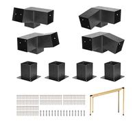 VEVOR Kit per Pergola in acciaio al carbonio, 8 Pezzi Staffe Inclinate a 3 Vie 92 x 92 mm, Adatto per Travi da ca.1067 x 1067 mm con Accessori per Montaggio a Parete, Pergole Esterne, Gazebo