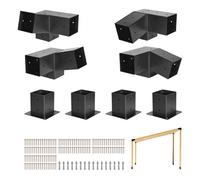 VEVOR Kit per Pergola in acciaio al carbonio, 8 Pezzi Staffe Inclinate a 3 Vie ca.101 x 101 mm, Adatto per Travi da ca.1067 x 1067 mm con Accessori per Montaggio a Parete, Pergole Esterne, Gazebo