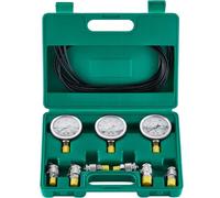VEVOR Kit per Prova Pressione Idraulica, 250/400/600 Bar, 3 Manometri 6 Giunti, Set di Misuratori Idraulici per Escavatori con Custodia Portatile per Escavatori Trattori Macchine Edili