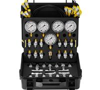 VEVOR Kit per test di pressione idraulica, 10/100/250/400/600 bar, 5 manometri 13 giunti 14 connettori, set di manometri per prova idraulica per escavatori con custodia