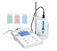 VEVOR Kit pHmetro da Banco per Laboratorio, Intervallo di pH 0-14, Misuratore con Display Retroilluminato, Soluzioni di Calibrazione, Adattatore di Alimentazione, per Test Temperatura e Qualità Acqua