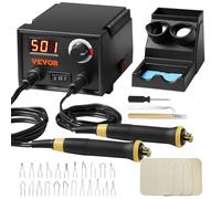 VEVOR Kit Pirografia per Legno Temperatura Regolabile 200~700°C con Display Bruciatore per Legno con Penna per Pirografia, Set di Strumenti Pirografo per Legno con Penna 2 Saldatori 2 Porte 23 Punte