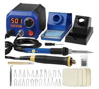 VEVOR Kit Pirografia per Legno Temperatura Regolabile 250~700°C con Display Bruciatore per Legno con 5 Punte Solide, Set di Strumenti Pirografo per Legno con Penna 2 Saldatori 2 Porte 23 Punte Filo