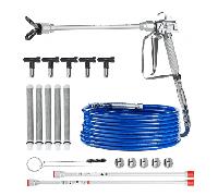 VEVOR Kit Pistola a Spruzzo Airless e Tubo Flessibile, Set Tubi Flessibili per Spruzzatore di Vernice Alta Pressione 248 Bar con 5 Ugelli, Giunto Girevole, Filtri, Tubo Flessibile, Aste di Prolunga