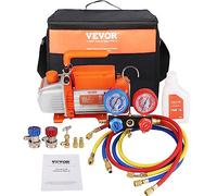 VEVOR Kit Pompa a Vuoto Monostadio per Aria Condizionata di Automobili 150W Pressione tra 55-276 bar, Kit Pompa Vuoto 100 L/min per Riparazione di Condizionatore Frigo Refrigeranti HVAC