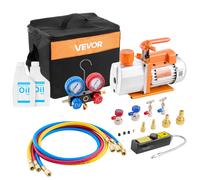 VEVOR Kit Pompa per Vuoto e Manometro 7 CFM 198 L/min Palette Rotanti 2 Stadi